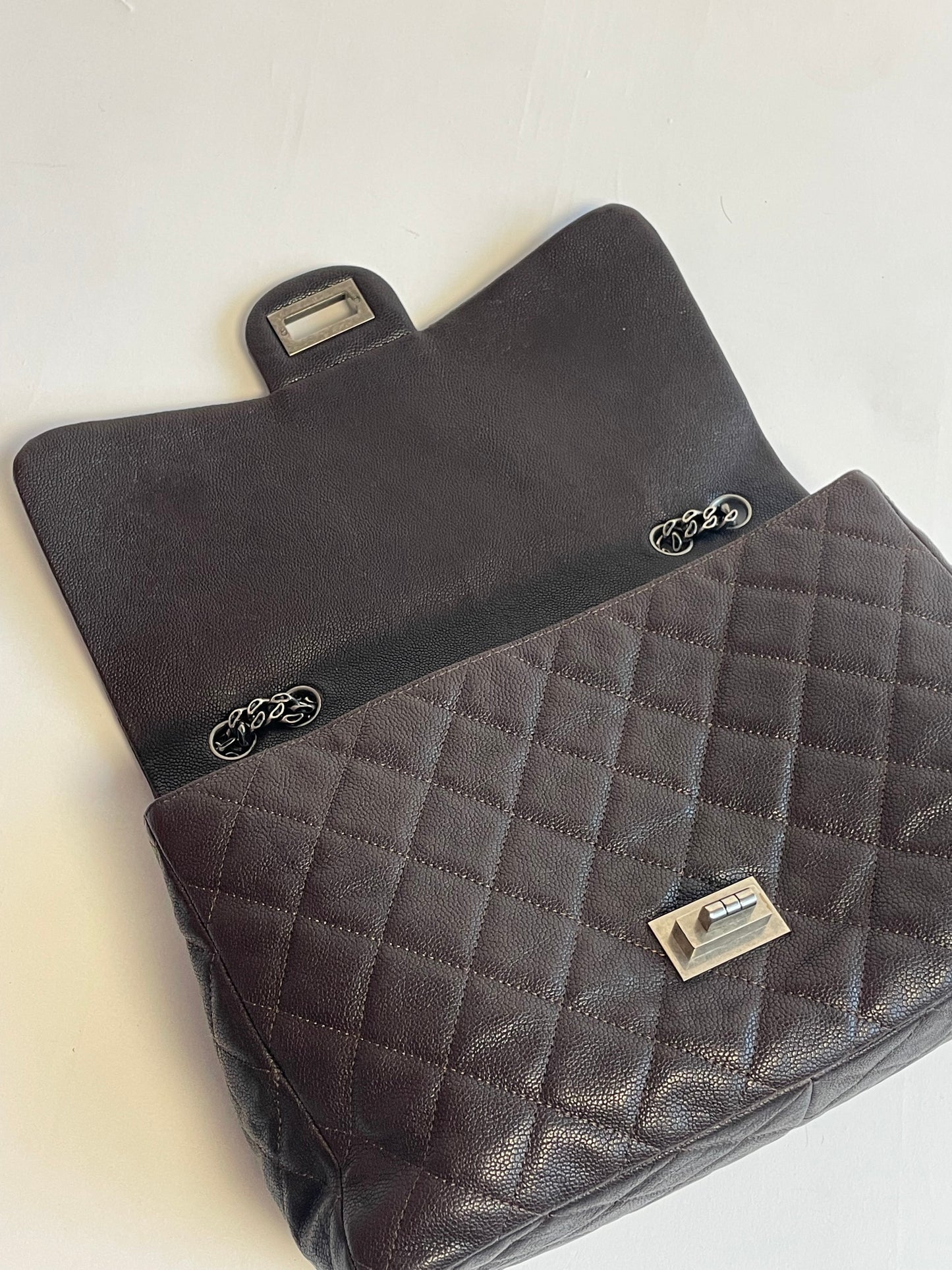 CHANEL reissue chocolate brown caviar