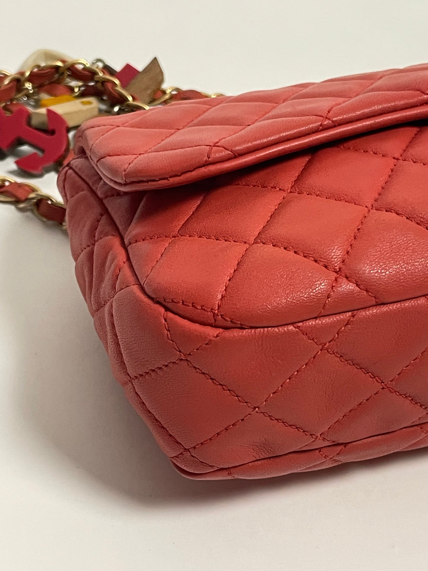 CHANEL red charm single flap bag