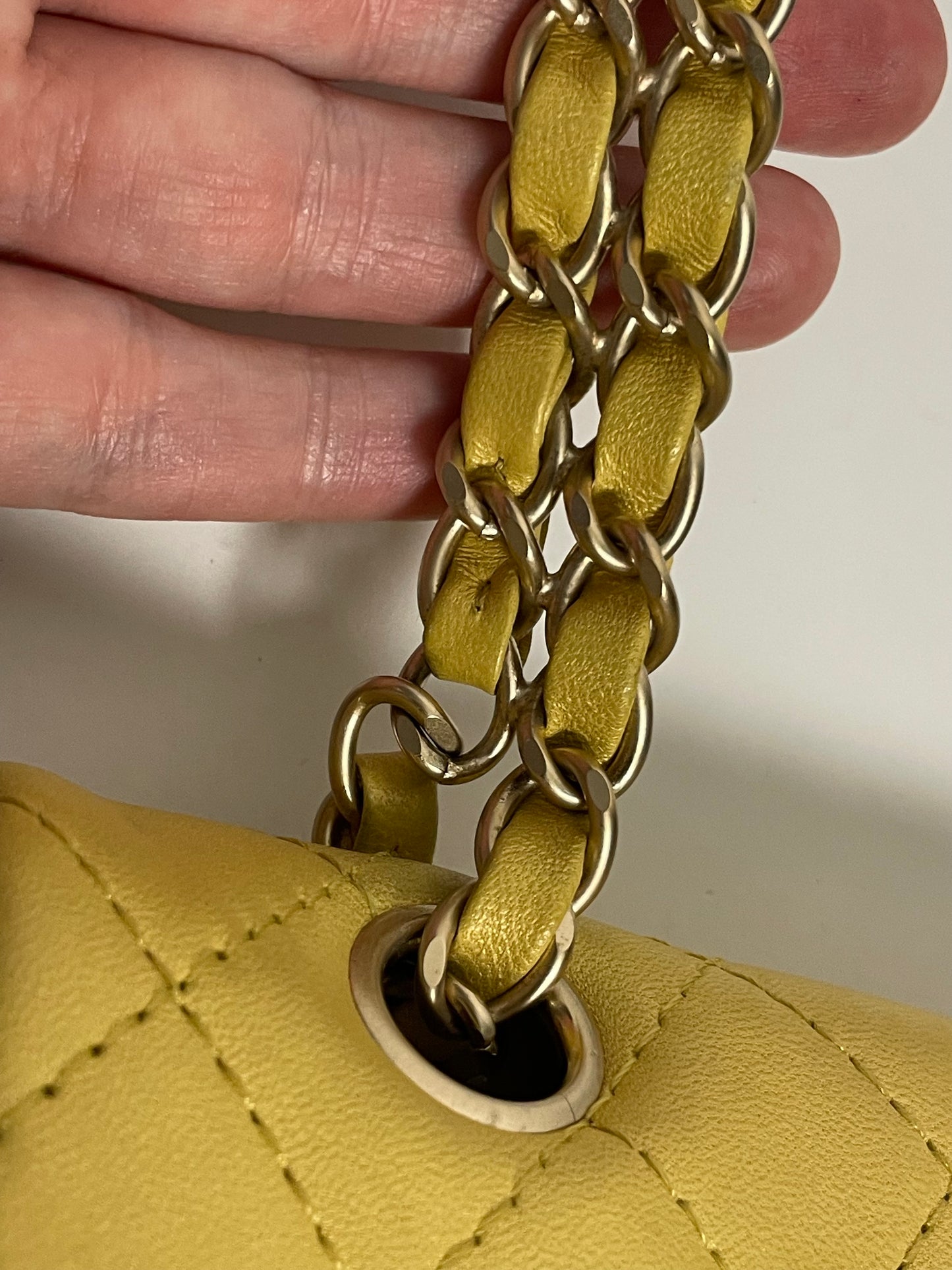 CHANEL yellow gold single flap bag