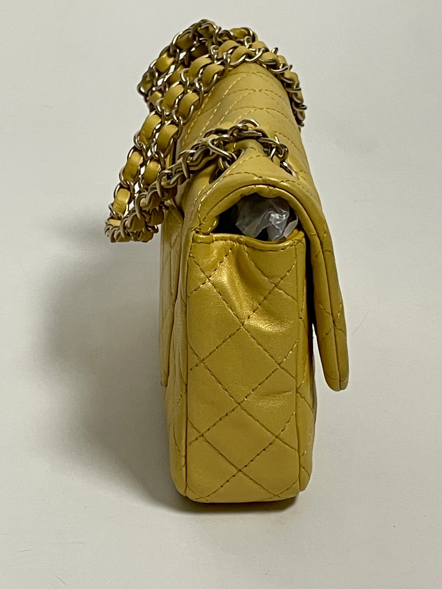 CHANEL yellow gold single flap bag