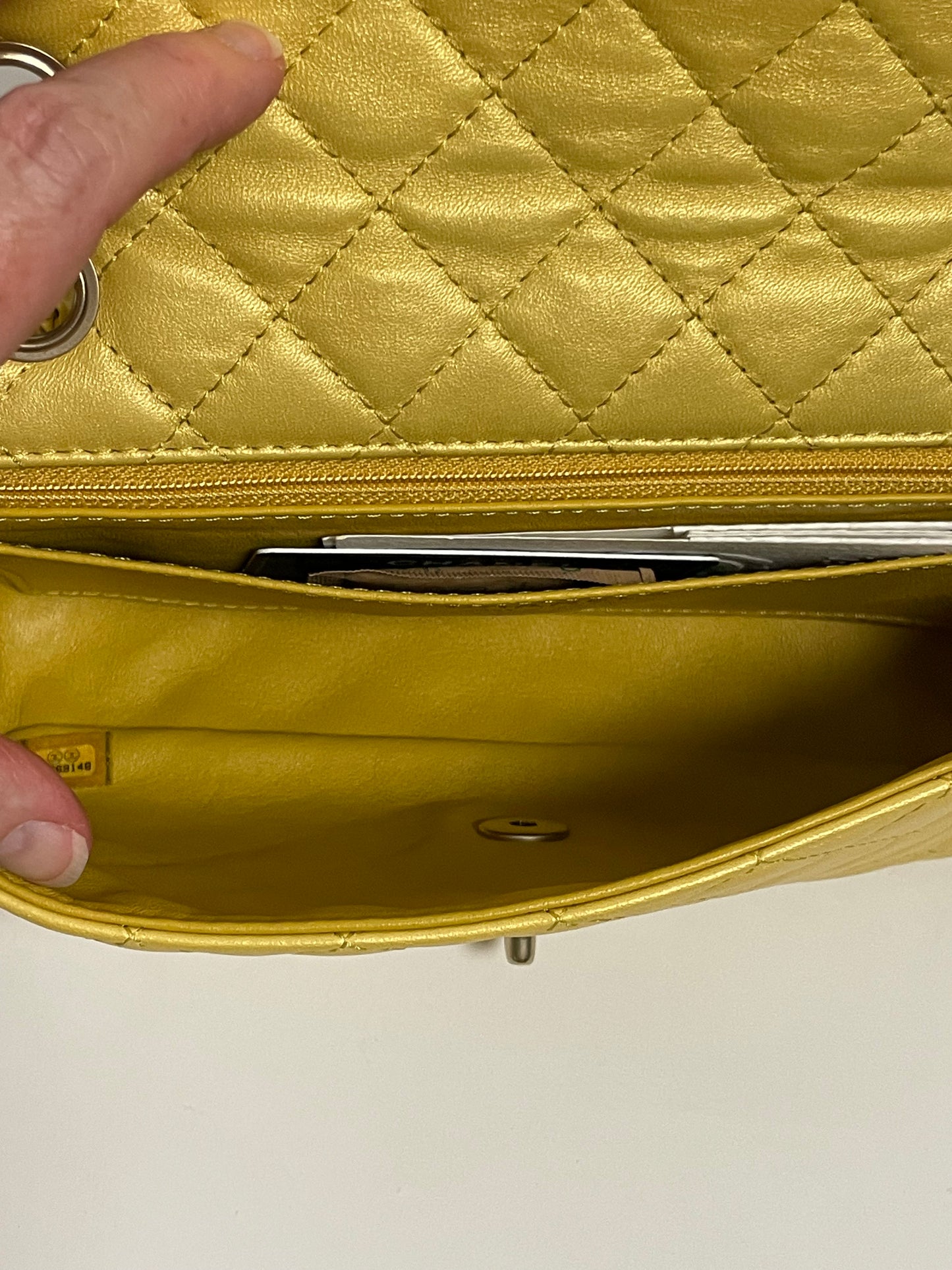 CHANEL yellow gold single flap bag