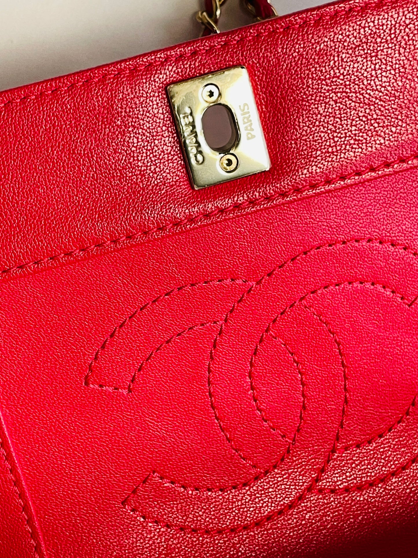 CHANEL sheep’s leather red crossbody bag