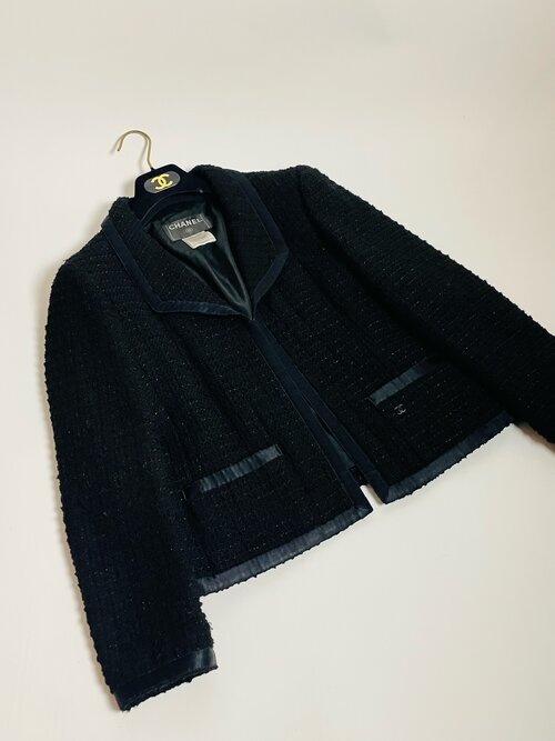 CHANEL black boucle jacket