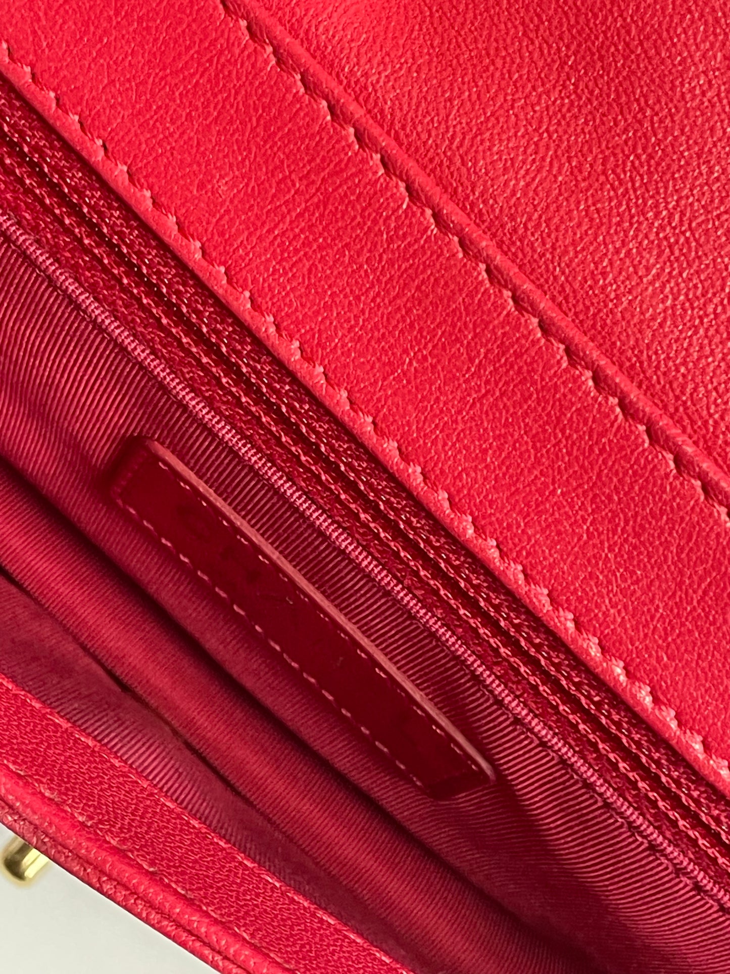 CHANEL sheep’s leather red crossbody bag